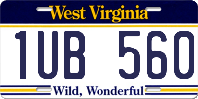 WV license plate 1UB560