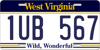 WV license plate 1UB567