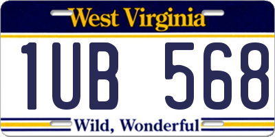 WV license plate 1UB568
