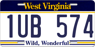 WV license plate 1UB574