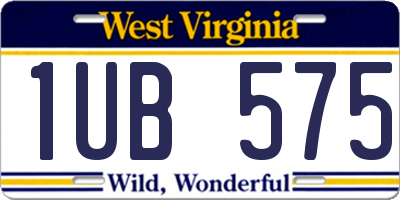 WV license plate 1UB575