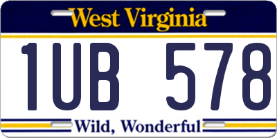 WV license plate 1UB578