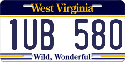 WV license plate 1UB580