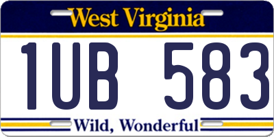 WV license plate 1UB583