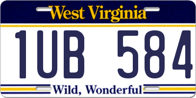 WV license plate 1UB584