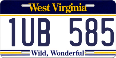 WV license plate 1UB585