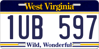 WV license plate 1UB597