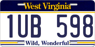 WV license plate 1UB598