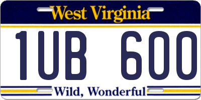 WV license plate 1UB600