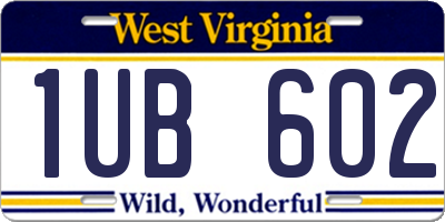 WV license plate 1UB602