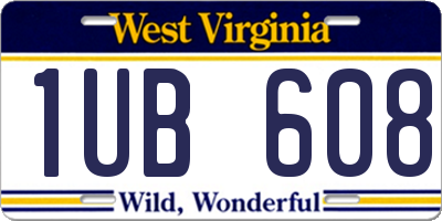 WV license plate 1UB608