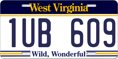 WV license plate 1UB609