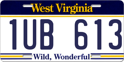 WV license plate 1UB613