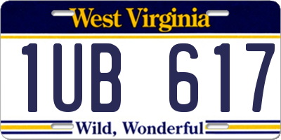 WV license plate 1UB617
