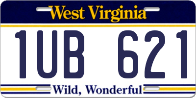 WV license plate 1UB621