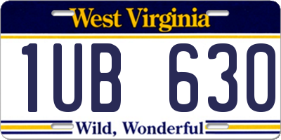 WV license plate 1UB630