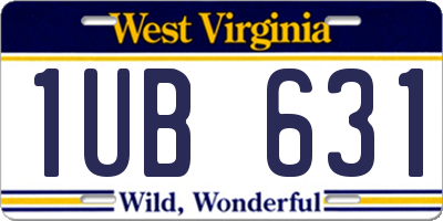 WV license plate 1UB631