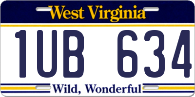 WV license plate 1UB634