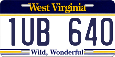 WV license plate 1UB640