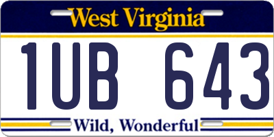 WV license plate 1UB643