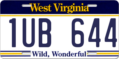 WV license plate 1UB644
