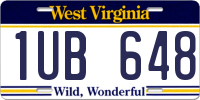 WV license plate 1UB648