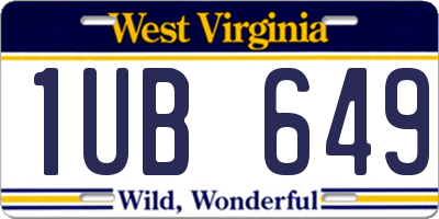WV license plate 1UB649