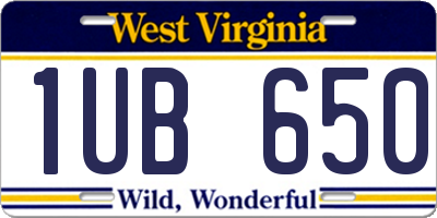 WV license plate 1UB650