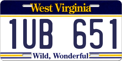 WV license plate 1UB651