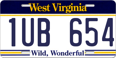 WV license plate 1UB654