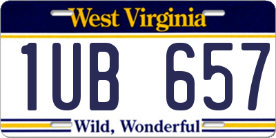 WV license plate 1UB657