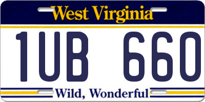 WV license plate 1UB660
