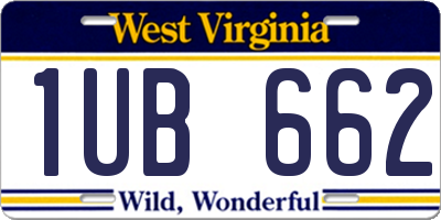 WV license plate 1UB662