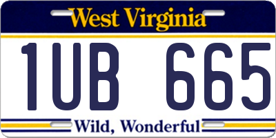 WV license plate 1UB665