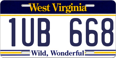WV license plate 1UB668