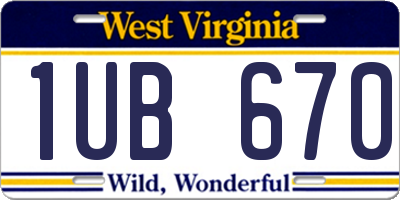 WV license plate 1UB670