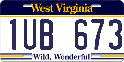 WV license plate 1UB673