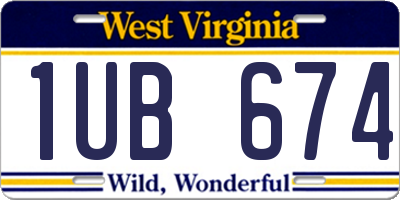WV license plate 1UB674