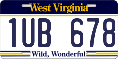 WV license plate 1UB678