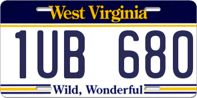 WV license plate 1UB680