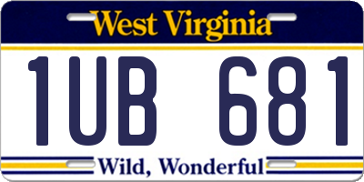 WV license plate 1UB681