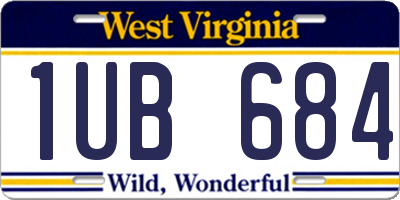 WV license plate 1UB684