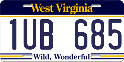 WV license plate 1UB685