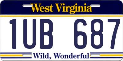 WV license plate 1UB687