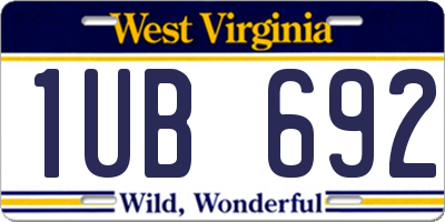 WV license plate 1UB692
