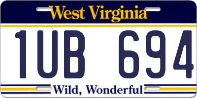 WV license plate 1UB694