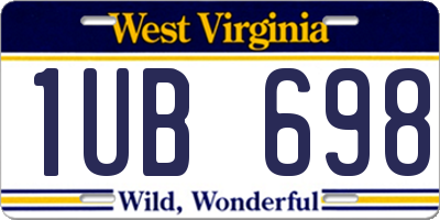 WV license plate 1UB698