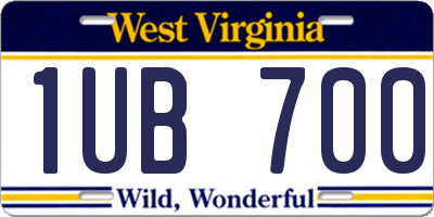 WV license plate 1UB700