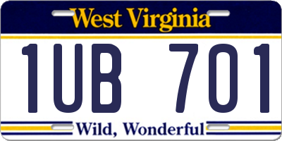 WV license plate 1UB701