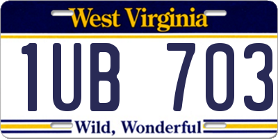 WV license plate 1UB703